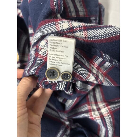 Jachs Men's Brawny 2XL Navy Red Plaid Button Up Flannel Shirt Outdoors Western - Picture 5 of 8